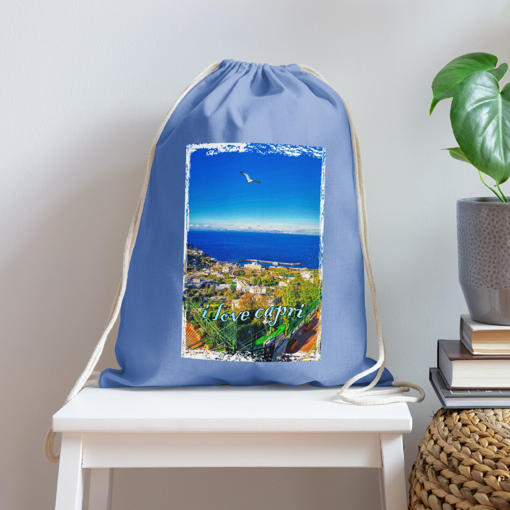 Cotton Drawstring Bag - carolina blue