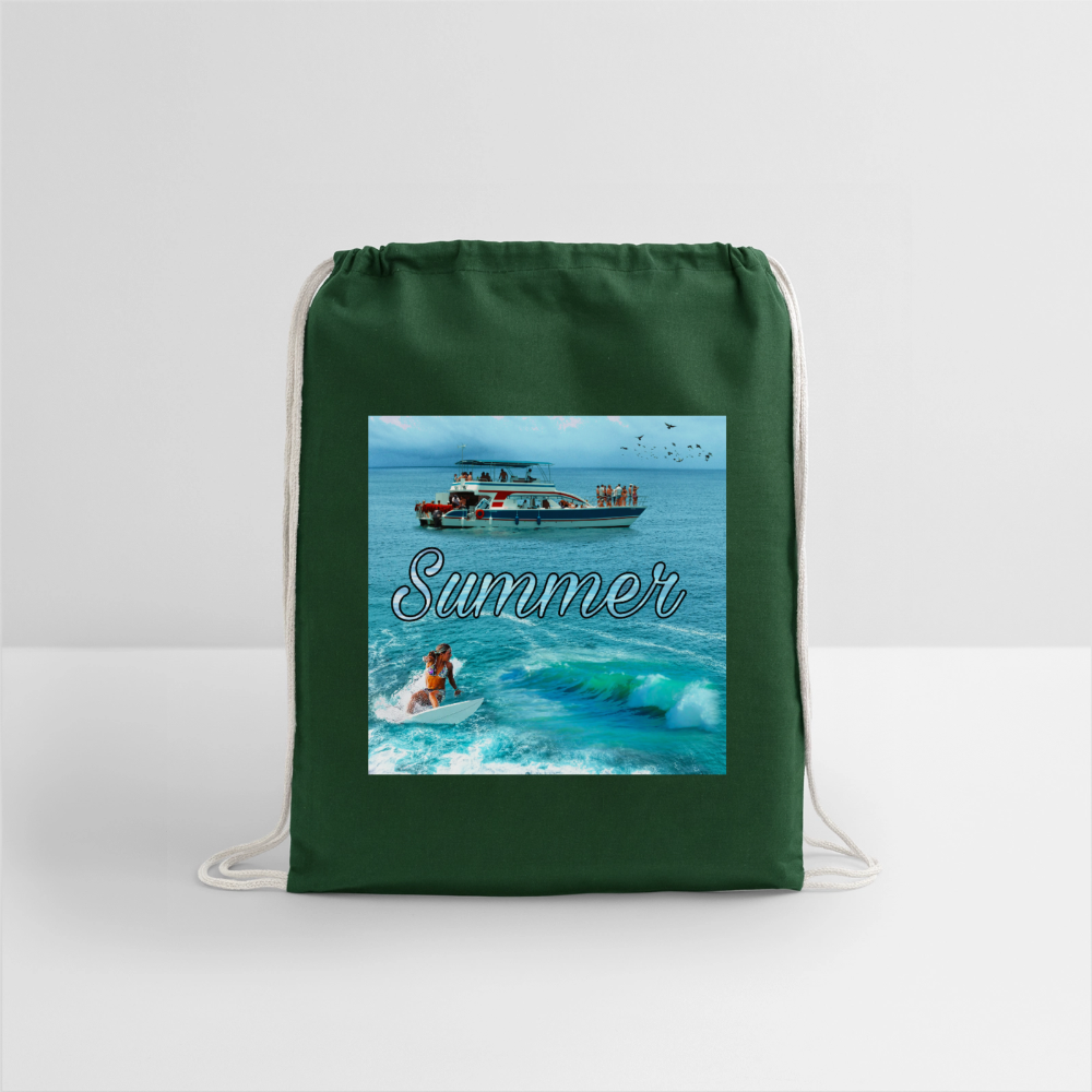 Cotton Drawstring Bag - forest green