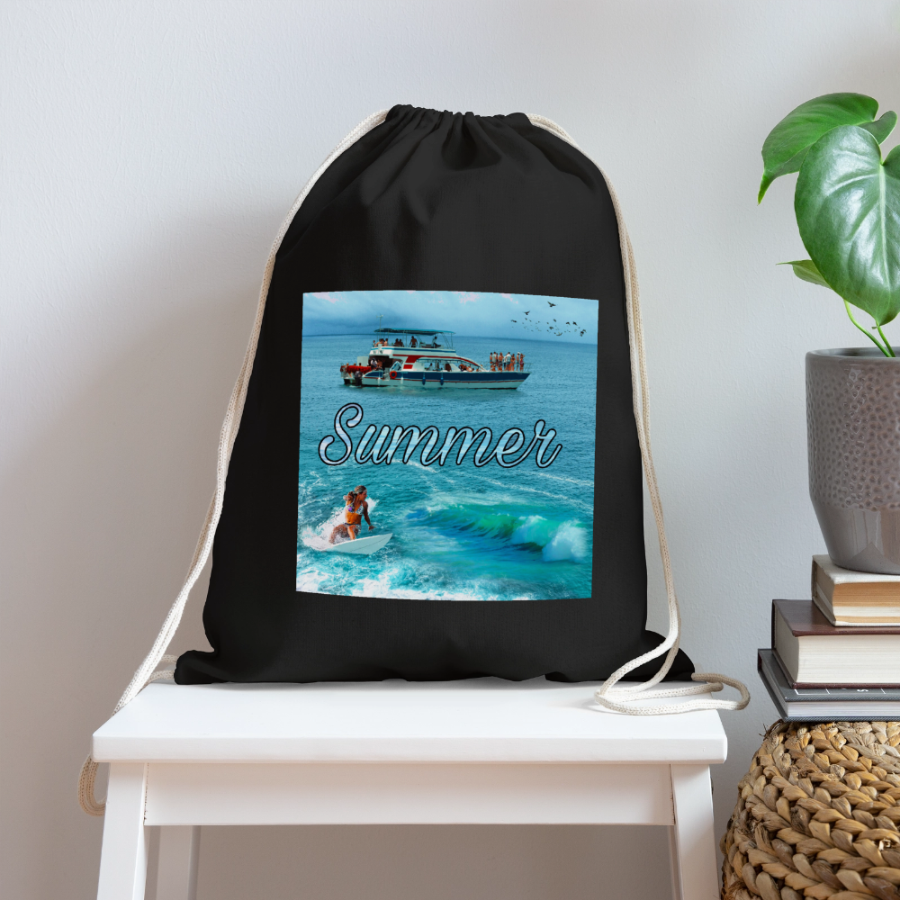 Cotton Drawstring Bag - black