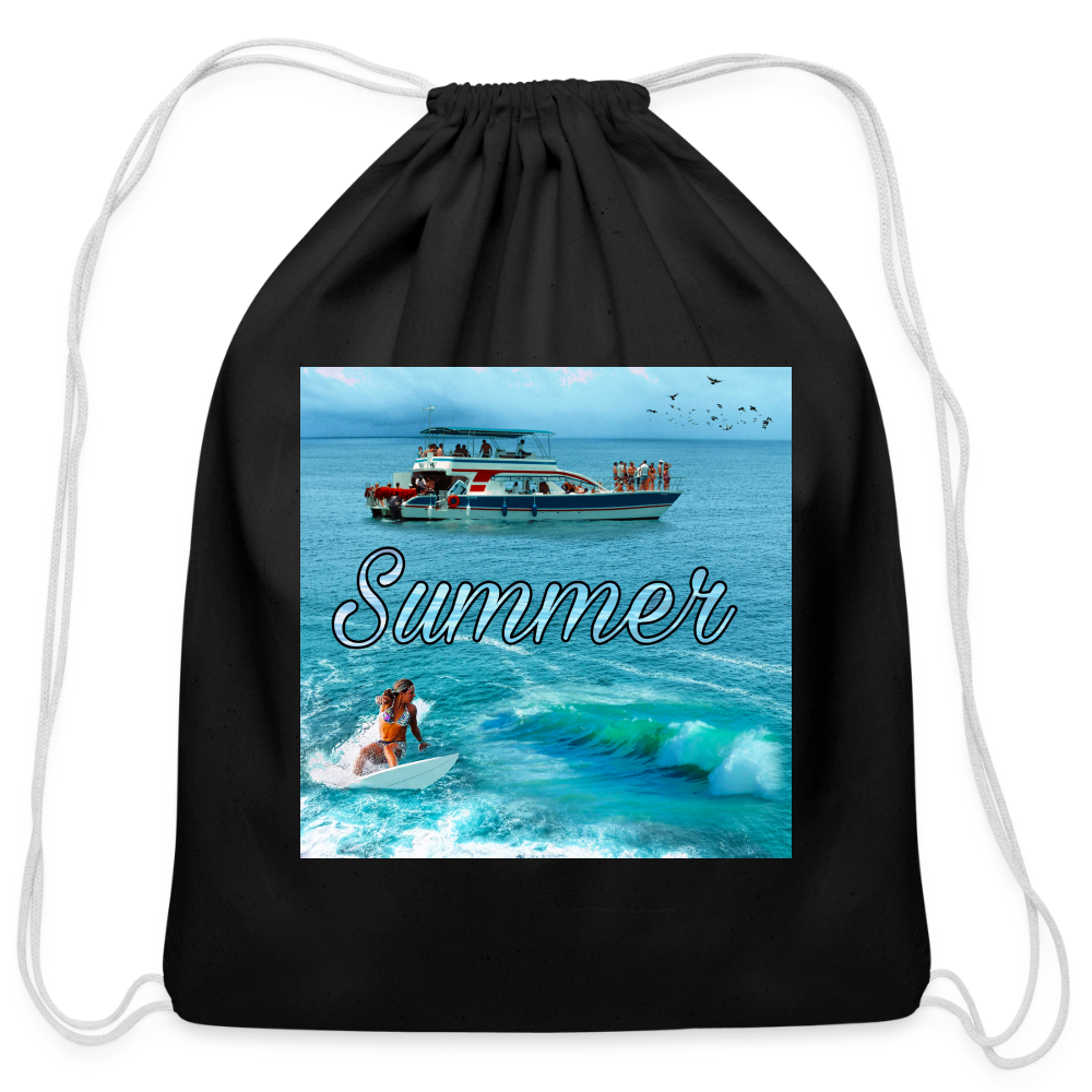 Cotton Drawstring Bag - black