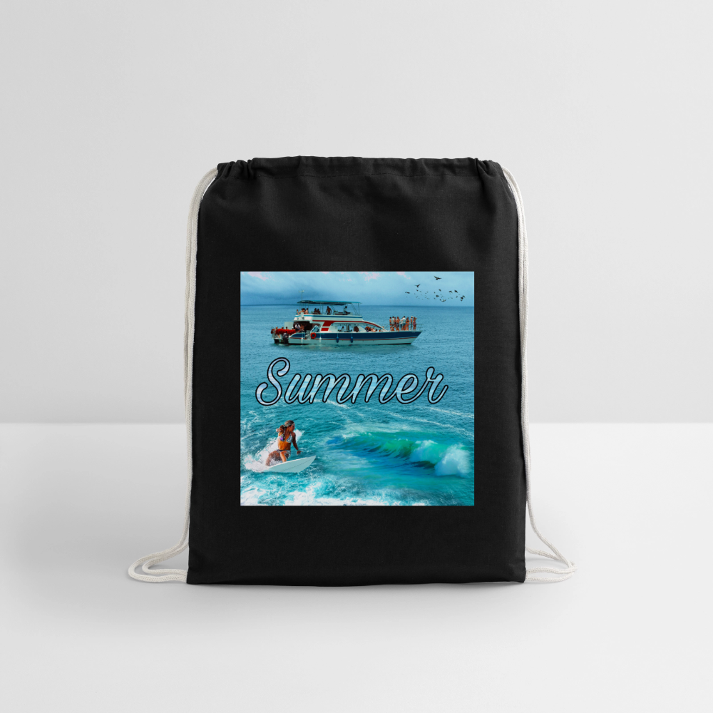 Cotton Drawstring Bag - black