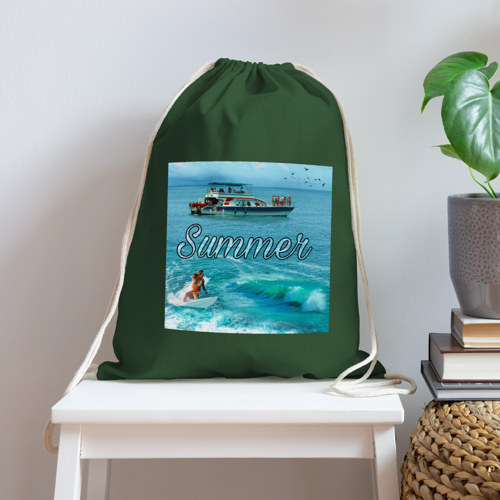Cotton Drawstring Bag - forest green