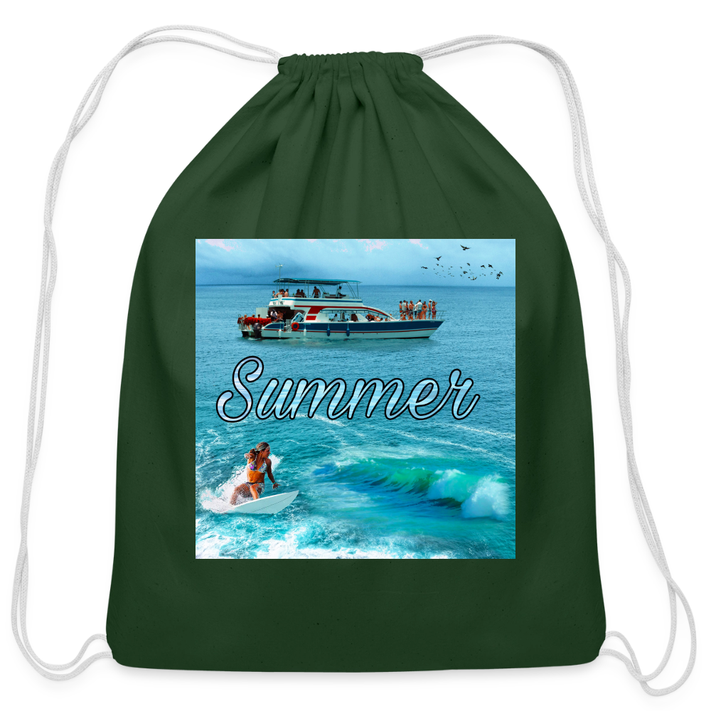 Cotton Drawstring Bag - forest green