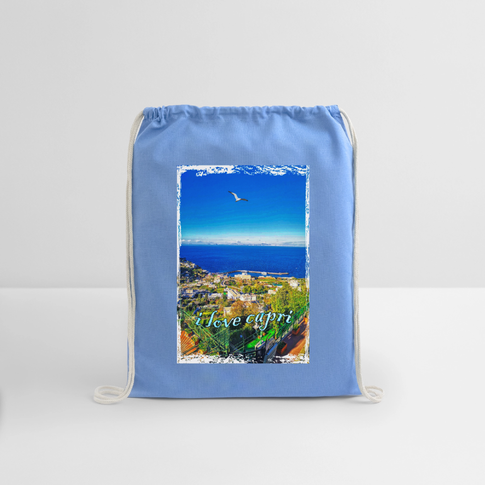 Cotton Drawstring Bag - carolina blue